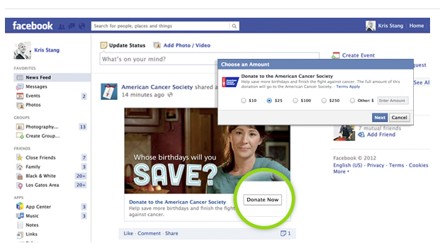 facebook donate button