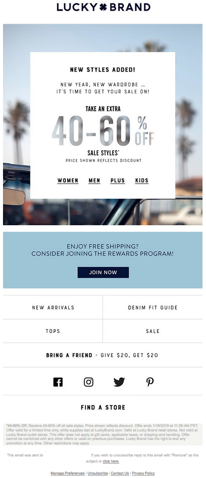 Email header and footer tips